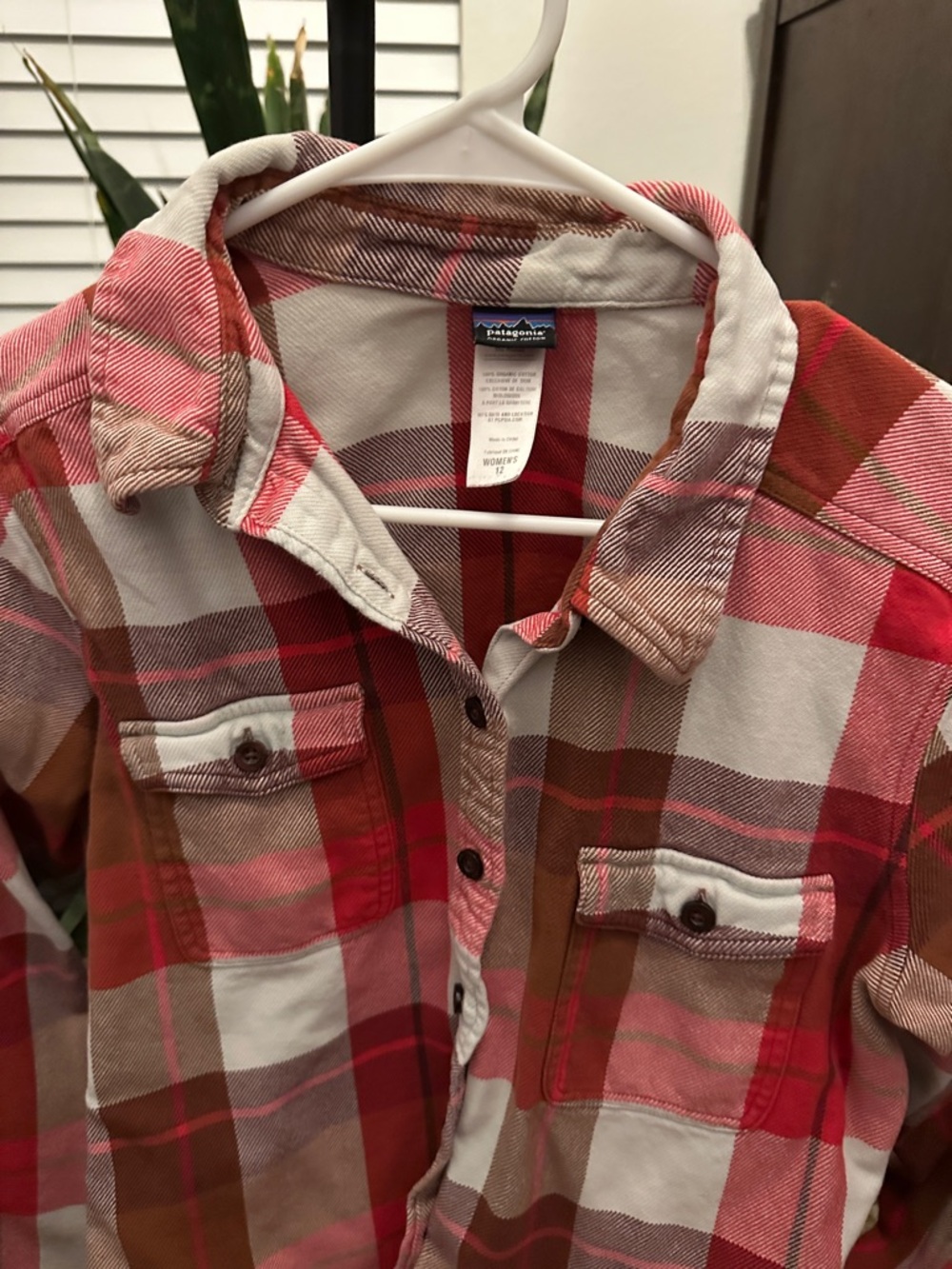 Patagonia Girls Plaid Button-Down Shirt in Pink, Red & Brown